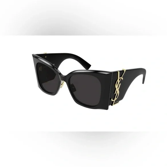 Yves Saint Laurent Black Glossy Sunglasses - Picture 1 of 10